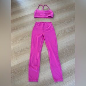 Lululemon Athletica Pink Leggings and Bra Set